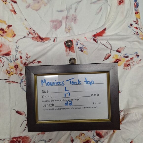 Maurices Floral Button Front Sleeveless Tiered Tank Top Womens Large Lightweight - Picture 6 of 9